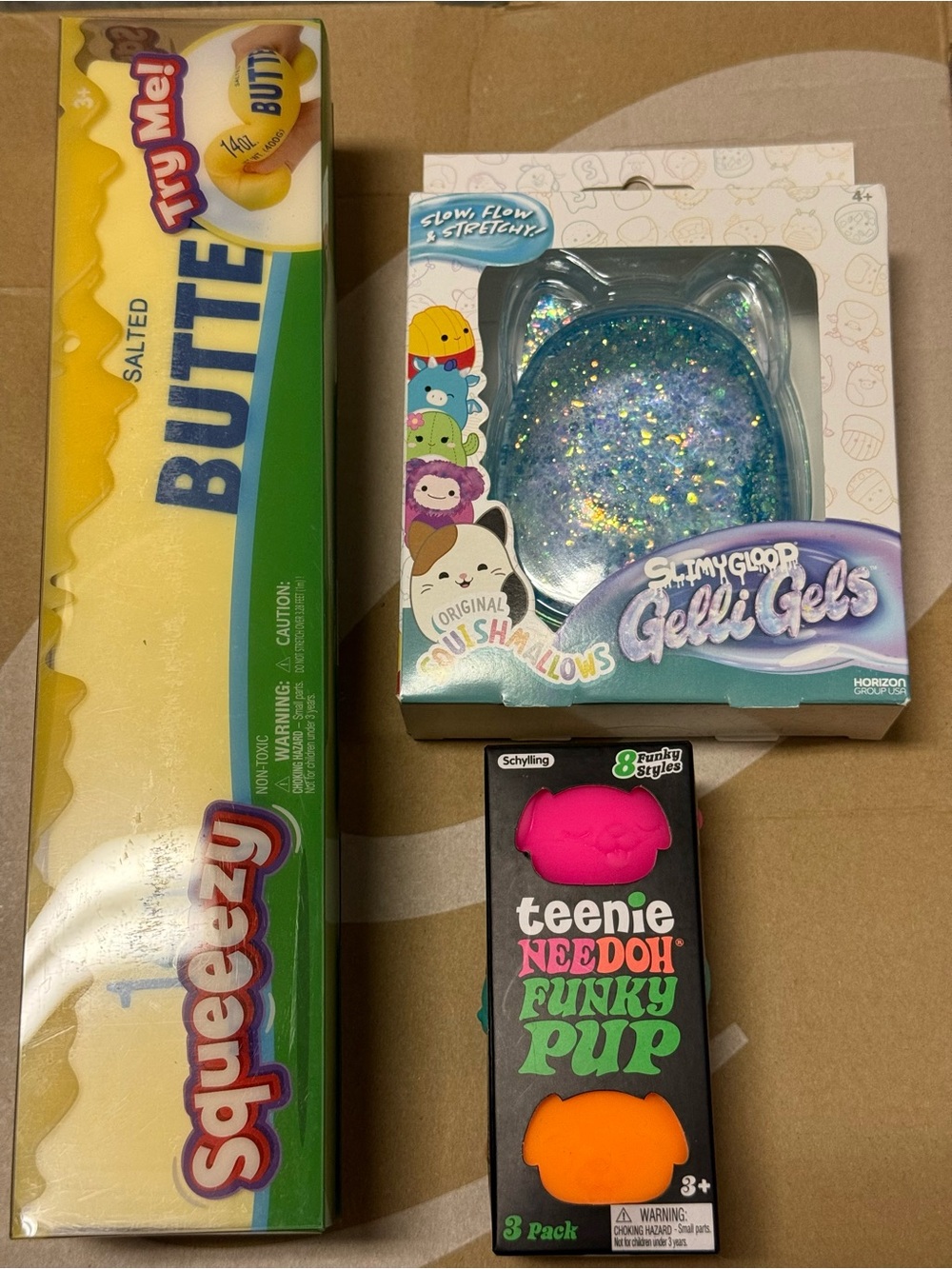 SlimyGloop Gelli Gels , Squeeze butter ,Needoh Teenie funky pup bundle.